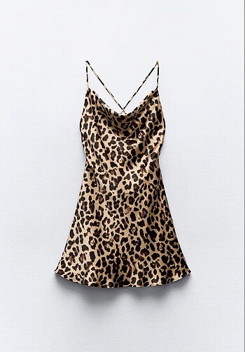 Zara viral leopar saten mini elbise