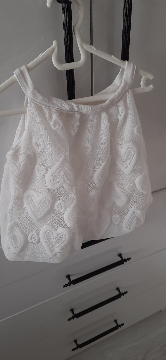 Dantel İşlemeli Beyaz Kız Bluz - Görsel 2