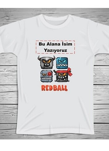 Red ball kişiye özel isim baskılı Tshirt