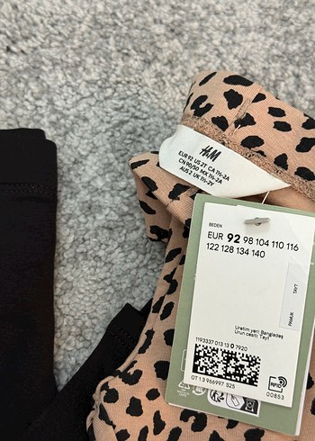18-24 Ay Beden siyah Renk Hm h&m 3'lü İçi Tüylü Desenli Kız Taytı