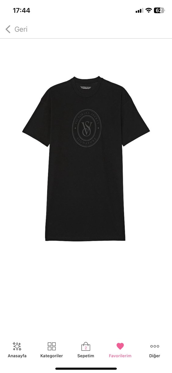 Victoria's Secret Siyah Oversize Pamuklu Tişört - Görsel 2