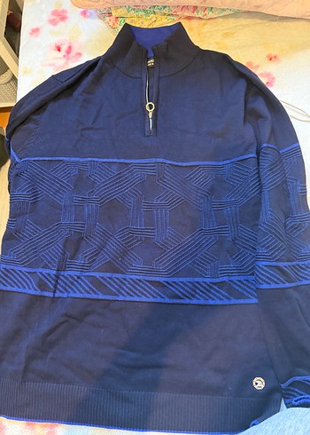 xl Beden mavi Renk Erkek Lacivert Fermuarlı Yarım Balıkçı Yaka Sweatshirt