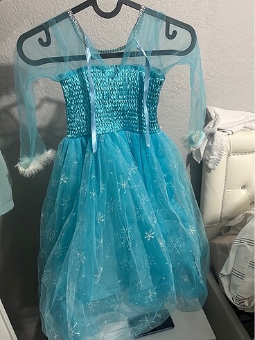 6 Yaş Beden mavi Renk Elsa elbisesi