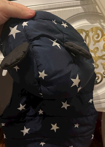 Kız Çocuk Kapüşonlu Yıldız Desenli Yelek - Görsel 4