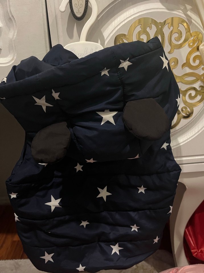 Kız Çocuk Kapüşonlu Yıldız Desenli Yelek - Görsel 3