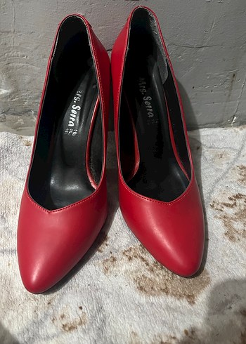 Kırmızı Deri Topuklu Kadın Ayakkabı - Görsel 4