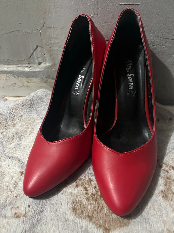 Kırmızı Deri Topuklu Kadın Ayakkabı - Görsel 2