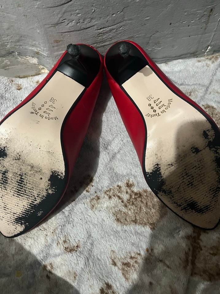 Kırmızı Deri Topuklu Kadın Ayakkabı - Görsel 5