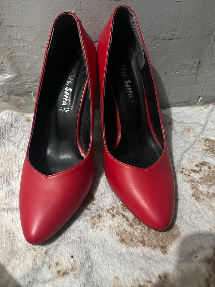 Kırmızı Deri Topuklu Kadın Ayakkabı - Görsel 4