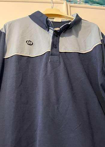 Mavi Gri Uzun Kollu Polo Tişört - Görsel 3