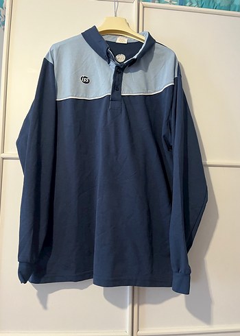 Mavi Gri Uzun Kollu Polo Tişört - Görsel 2