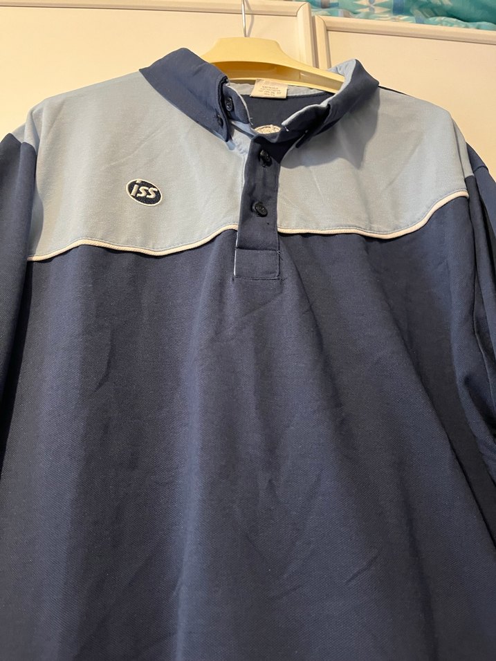 Mavi Gri Uzun Kollu Polo Tişört - Görsel 3