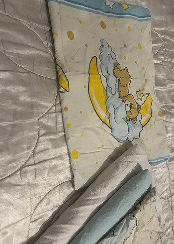 Mavi Ay ve Ayıcık Desenli Çocuk Uyku Örtüsü - Görsel 2