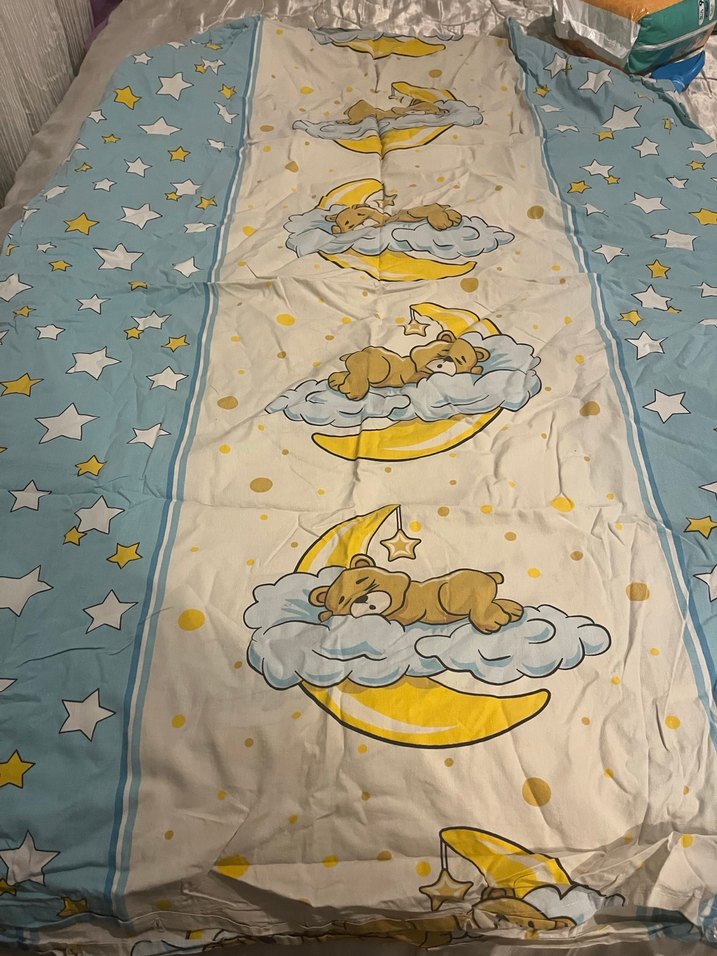 Mavi Ay ve Ayıcık Desenli Çocuk Uyku Örtüsü - Görsel 3