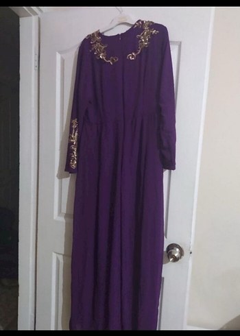 Uzun Kollu Mor İşlemeli Kadın Tulum - Görsel 5