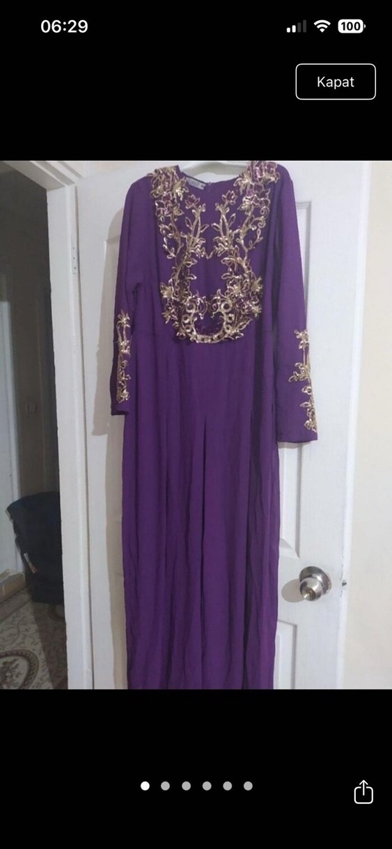 Uzun Kollu Mor İşlemeli Kadın Tulum - Görsel 3