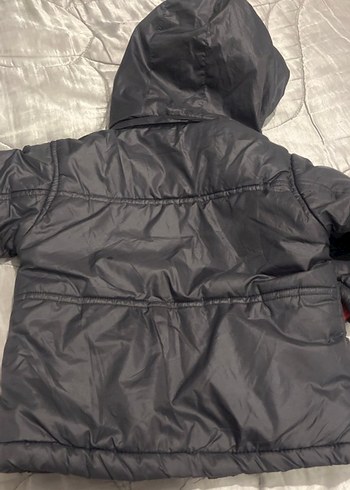 Kapüşonlu Erkek Çocuk Gri Fermuarlı Mont - Görsel 3