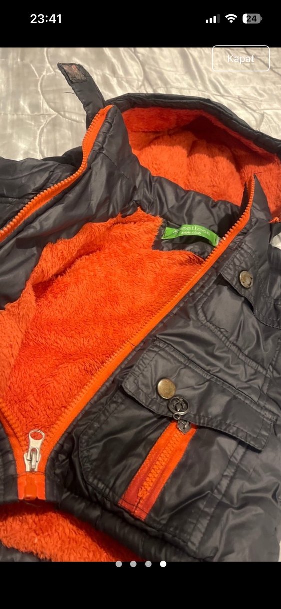 Kapüşonlu Erkek Çocuk Gri Fermuarlı Mont - Görsel 5