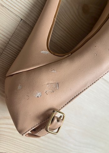 Bej Deri Tokalı Stiletto Topuklu Kadın Ayakkabı - Görsel 6