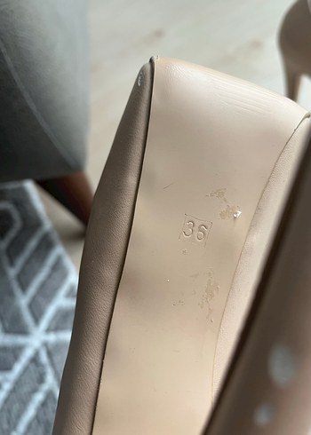 Bej Deri Tokalı Stiletto Topuklu Kadın Ayakkabı - Görsel 4