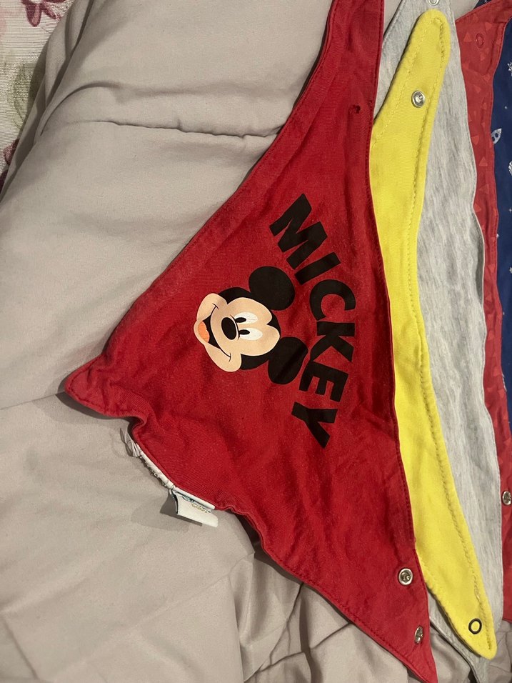 Mickey Baskılı Çok Renkli Bebek Önlüğü - Görsel 3