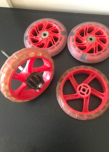 Çocuk Scooter Kırmızı Tekerlek Seti - Görsel 3