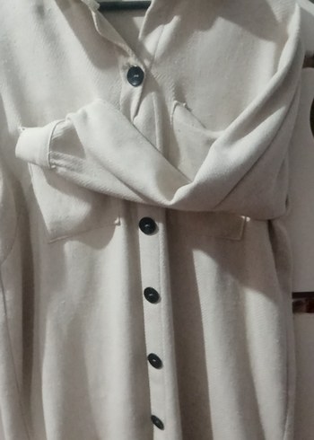 Kadın Gri Pamuklu Düğmeli Salaş Gömlek - Görsel 7