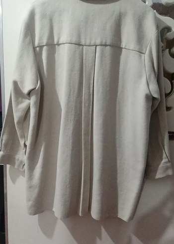 Kadın Gri Pamuklu Düğmeli Salaş Gömlek - Görsel 4