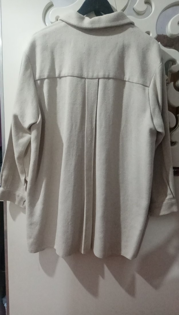 Kadın Gri Pamuklu Düğmeli Salaş Gömlek - Görsel 4