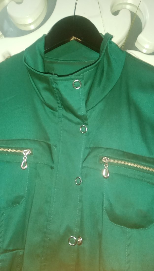 Düğmeli Yeşil Midi Kadın Ceket keten dir kumaşı hiiç giyilmedi - Görsel 2