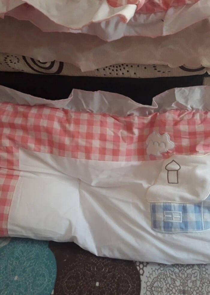 Bebek beşik yanı koruyucu set +çarşaf +2 beşik yanlarını kuruyan - Görsel 2