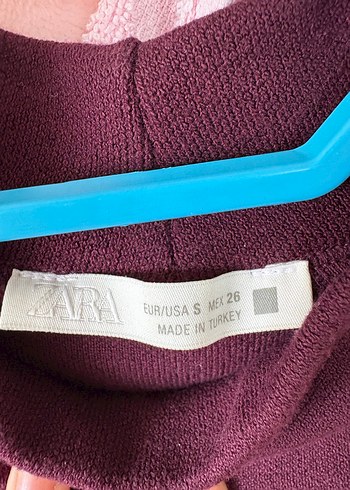 Zara Bordo Yüksek Yaka Kemerli Triko Elbise - Görsel 3