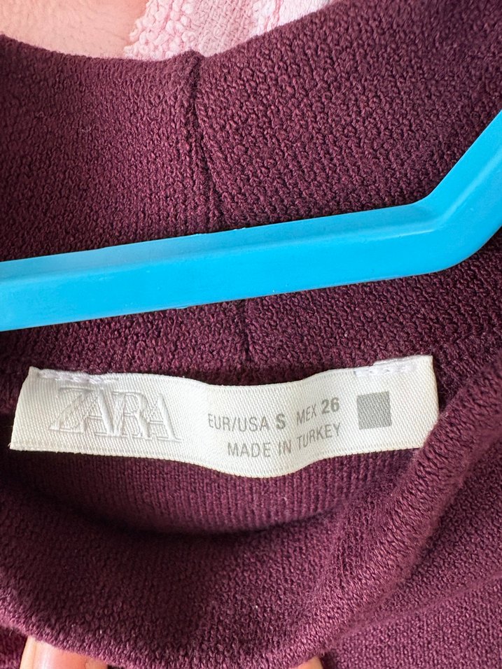 Zara Bordo Yüksek Yaka Kemerli Triko Elbise - Görsel 3