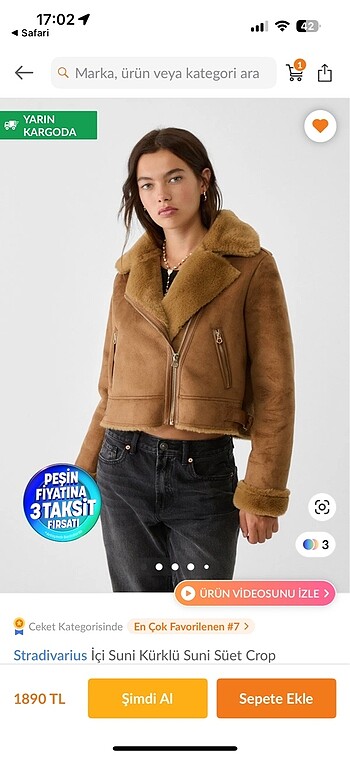 stradivarius kürklü biker mont ceket turuncu kahverengi