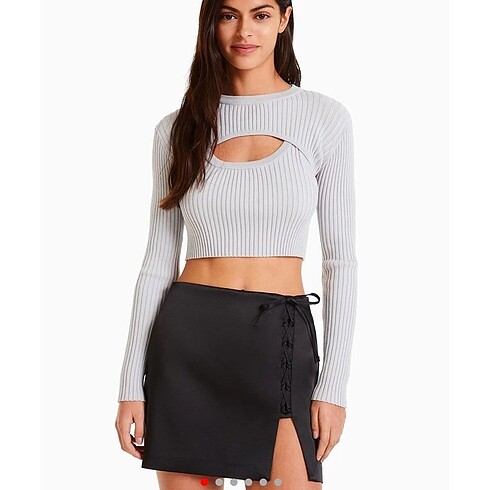 bershka siyah saten etek