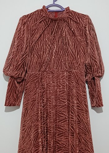 Uzun Kollu bakır Piliseli Triko Elbise - Görsel 3