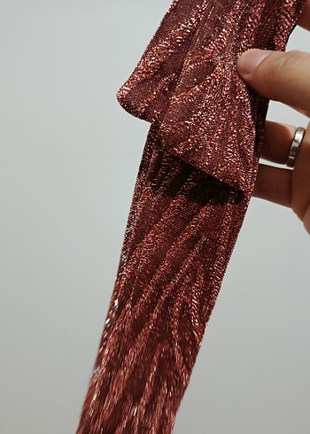 Uzun Kollu bakır Piliseli Triko Elbise - Görsel 6