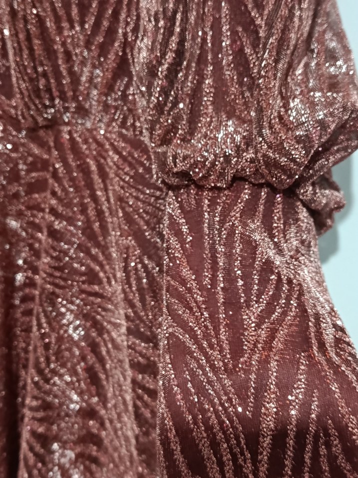 Uzun Kollu bakır Piliseli Triko Elbise - Görsel 4