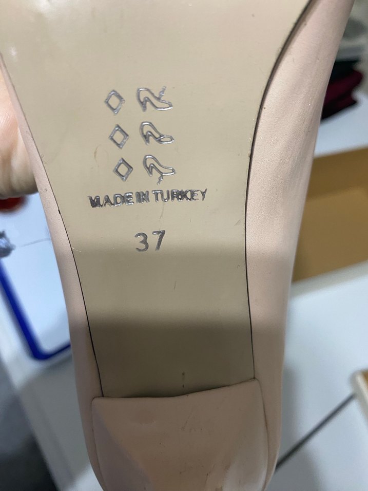 Bej Deri Stiletto Kadın Ayakkabı - Görsel 3