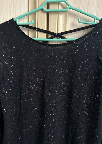 Siyah Simli Uzun Kollu Kadın Kazak - Görsel 2