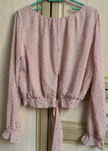 Pembe Uzun Kollu Mini Bohem Bluz - Görsel 4