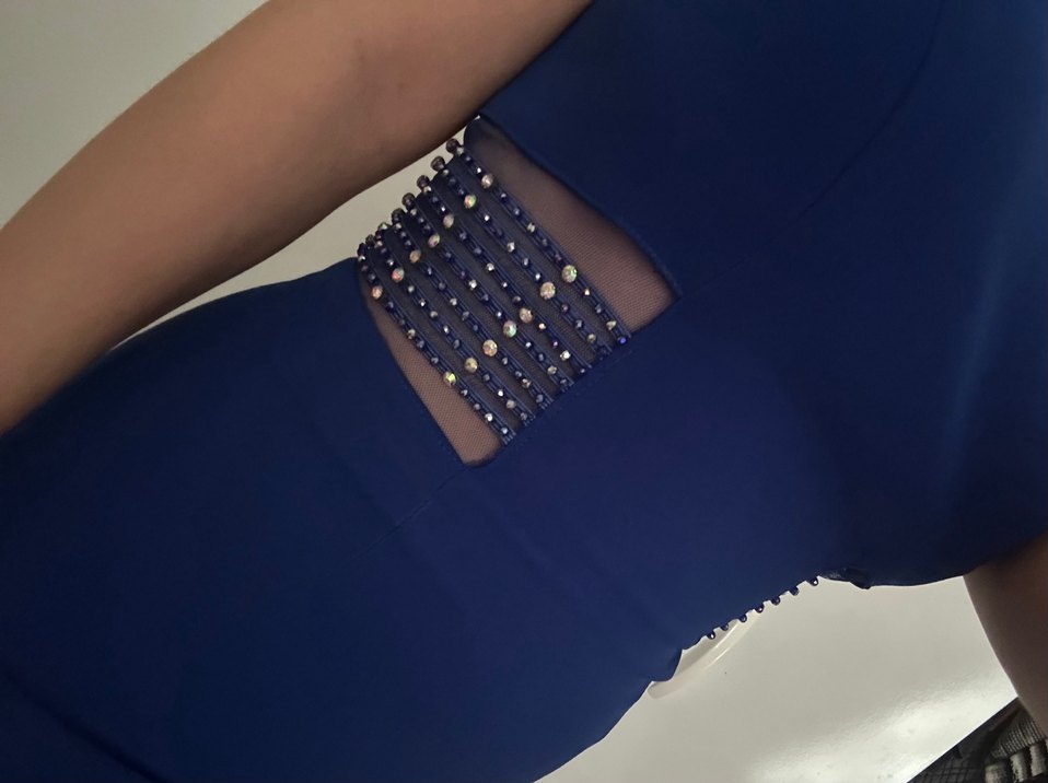 Koyu Mavi Kadın Midi Kalem Elbise - Görsel 3