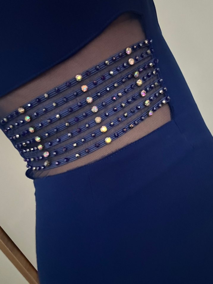 Koyu Mavi Kadın Midi Kalem Elbise - Görsel 4