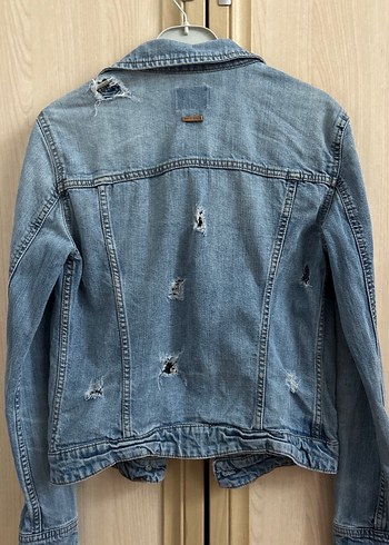 Düğmeli Mavi Kadın Denim Ceket - Görsel 4