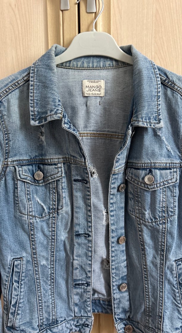 Düğmeli Mavi Kadın Denim Ceket - Görsel 2