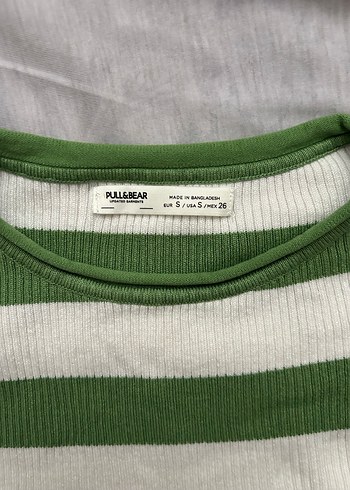 Yeşil Beyaz Çizgili Kadın Triko Kazak - Görsel 2