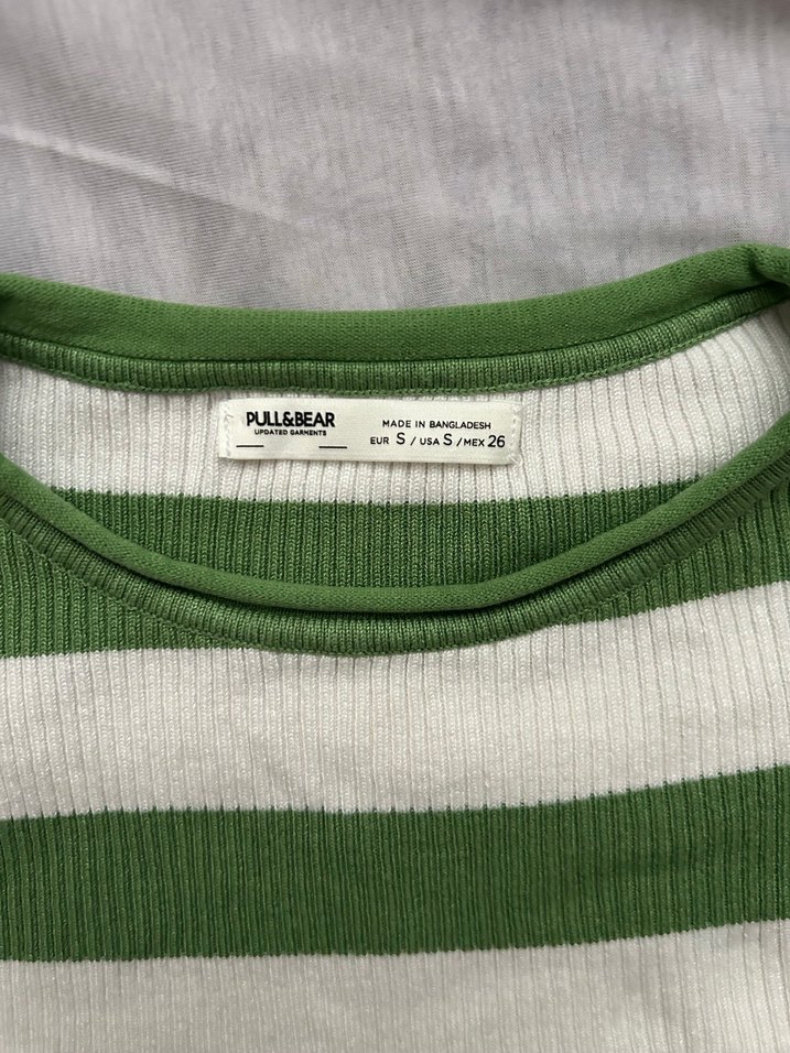 Yeşil Beyaz Çizgili Kadın Triko Kazak - Görsel 2