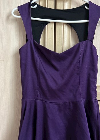 Mor V Yaka Drapeli Midi Kadın Elbise - Görsel 2