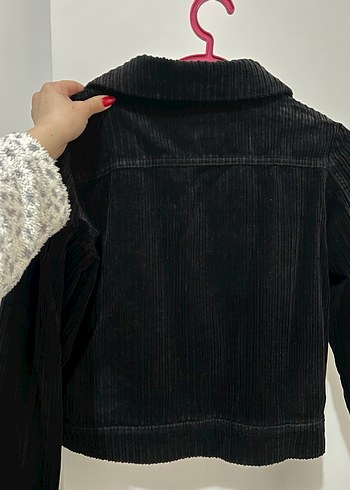 Siyah Kadife Düğmeli Midi Ceket - Görsel 3