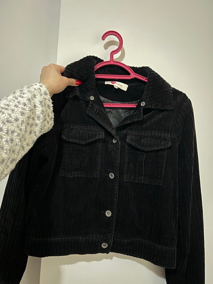 Siyah Kadife Düğmeli Midi Ceket - Görsel 2